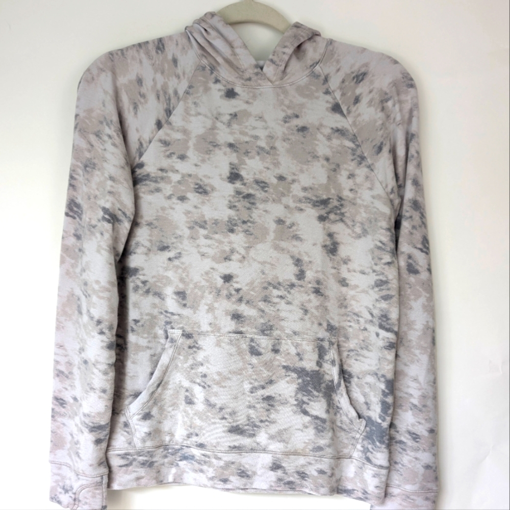 Athleta Girl Tie-Dye Hoodie Sweatshirt Gray White Pullover – Girls XXL 16